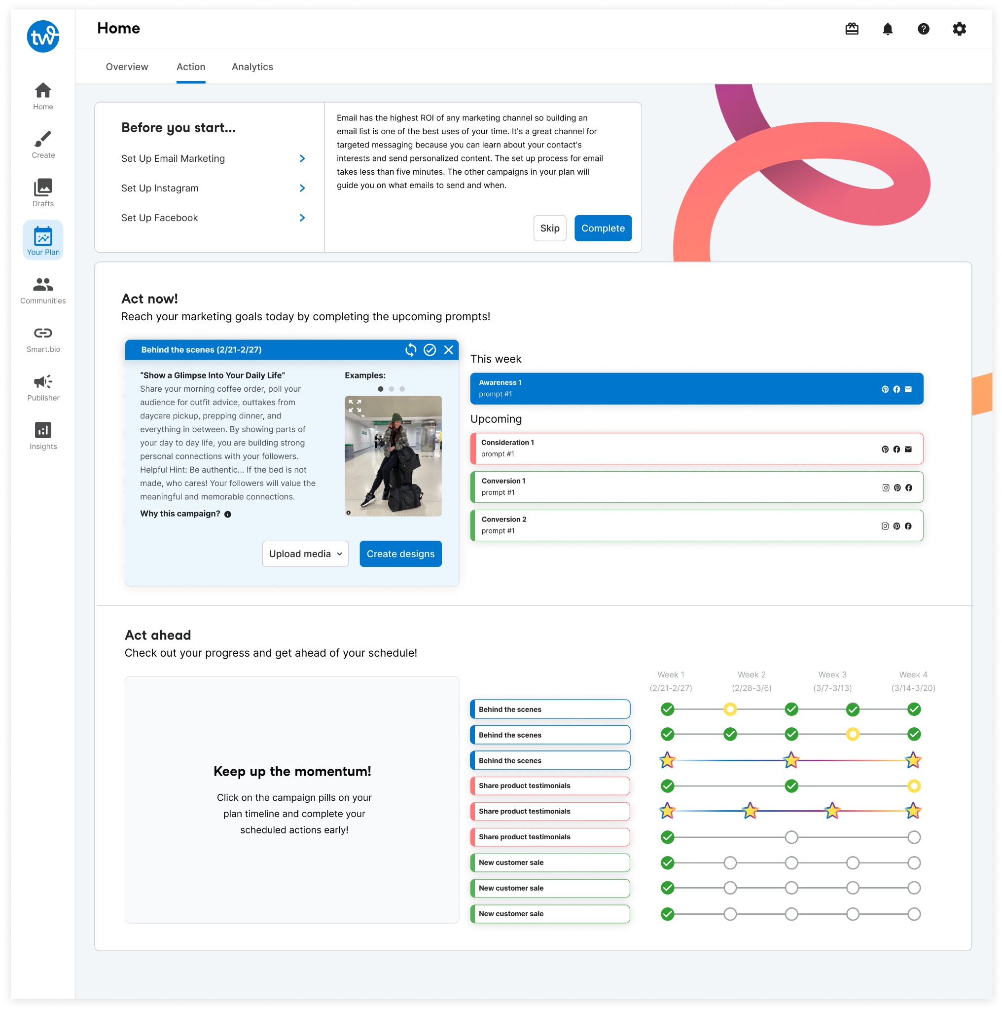Copilot standalone MVP action view zero state